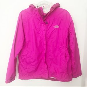 The North Face raincoat with hood. Pink. Size L